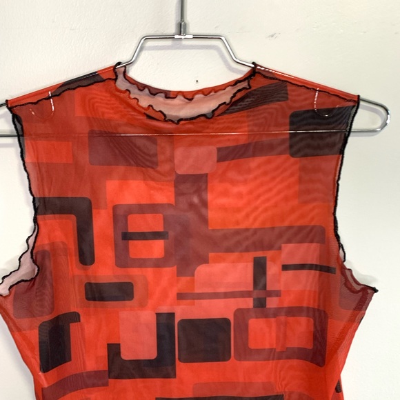 Shein red mesh tank top #145 - Picture 2 of 3
